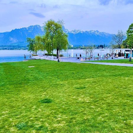 Schoene Ferienwohnung Mit Seeblick Thun Exteriör bild